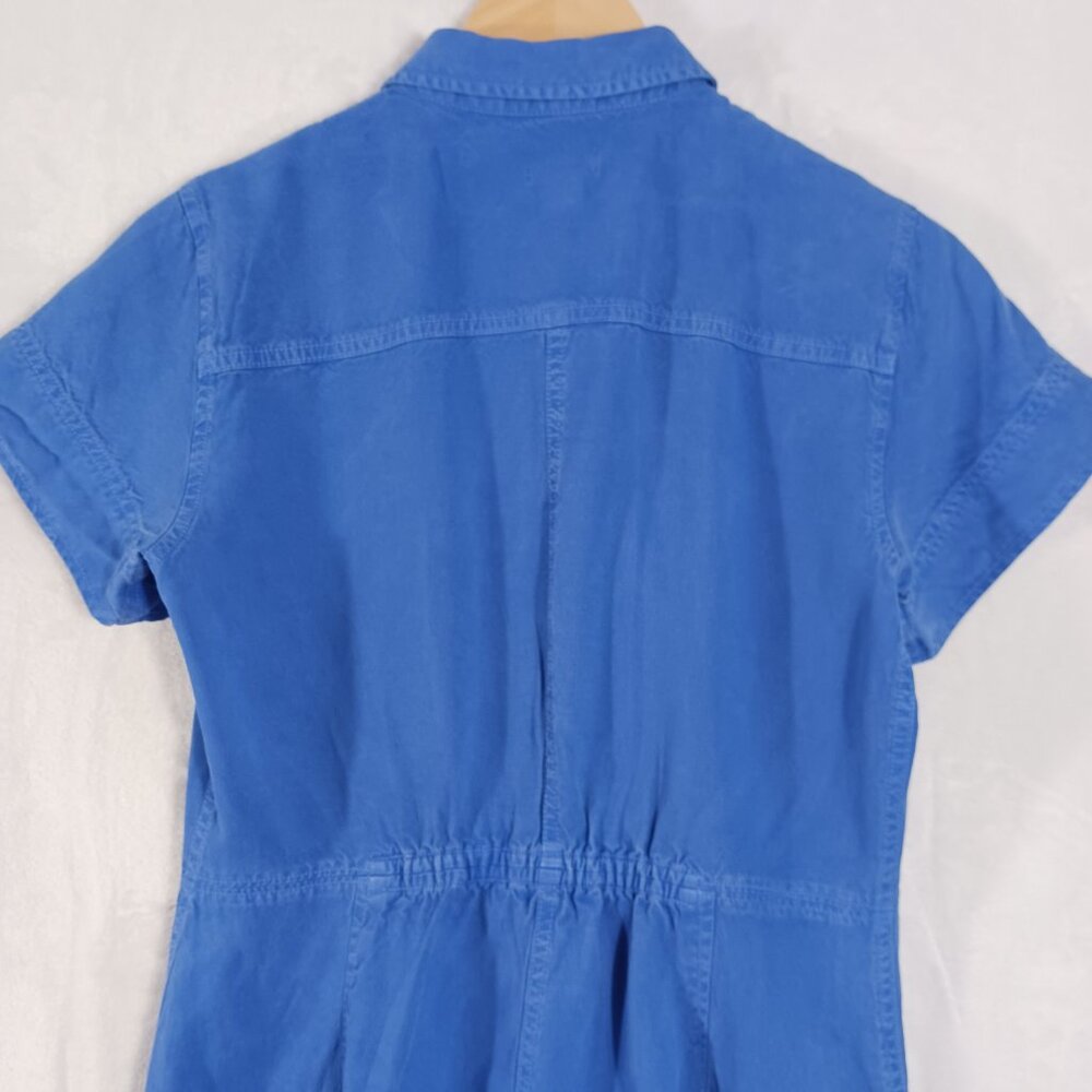 J. Crew Preppy Cobalt Blue, Short Sleeve Dress, Size 4, 3/4 Button Down, Pockets - Picture 10 of 16